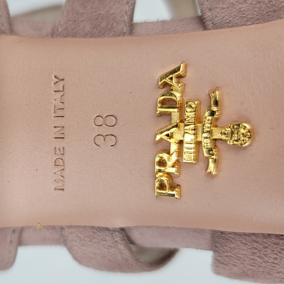 Prada Nude Dusty Pink Suede Heels Strappy Sandals size 38 - Picture 7 of 9